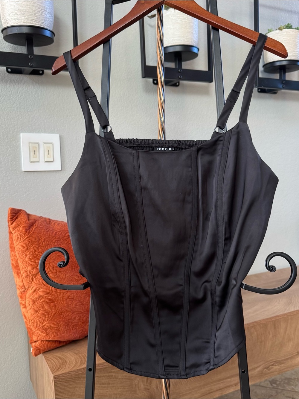 torrid Black Satin Corset-Style Camisole